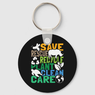 Save Bees Rescue Animals Recycle Plastic - Earth D Key Ring