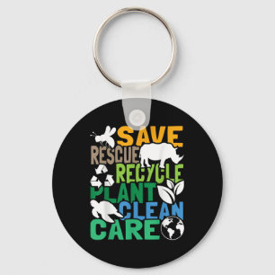 Save Bees Rescue Animals Recycle Plastic - Earth D Key Ring