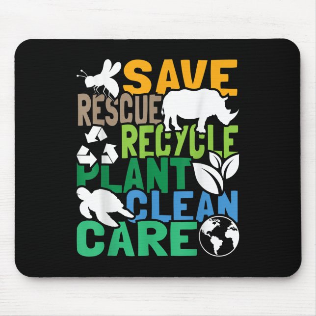 Save Bees Rescue Animals Recycle Plastic - Earth D Mouse Mat (Front)