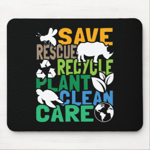 Save Bees Rescue Animals Recycle Plastic - Earth D Mouse Mat