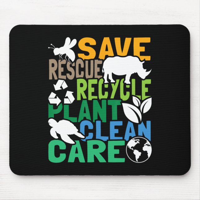 Save Bees Rescue Animals Recycle Plastic - Earth D Mouse Mat (Front)
