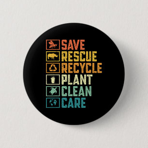 Save Bees Rescue Animals Recycle Plastic Earth Day 6 Cm Round Badge