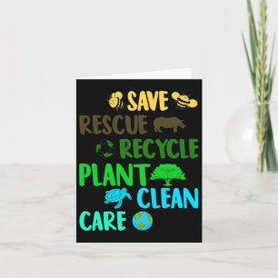 Save Bees Rescue Animals Recycle Plastic Earth Day Card