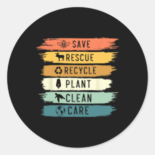 Save Bees Rescue Animals Recycle Plastic Earth Day Classic Round Sticker