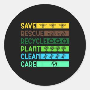 Save Bees Rescue Animals Recycle Plastic Earth Day Classic Round Sticker