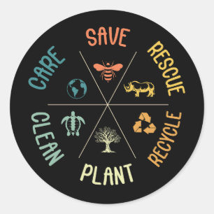 Save Bees Rescue Animals Recycle Plastic Earth Day Classic Round Sticker