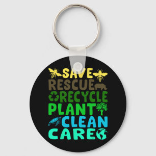 Save Bees Rescue Animals Recycle Plastic Earth Day Key Ring