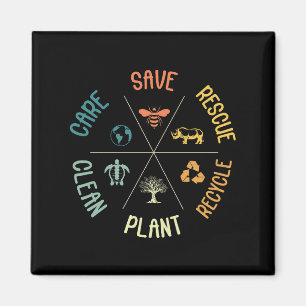 Save Bees Rescue Animals Recycle Plastic Earth Day Magnet
