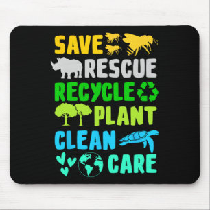 Save Bees Rescue Animals Recycle Plastic Earth Day Mouse Mat