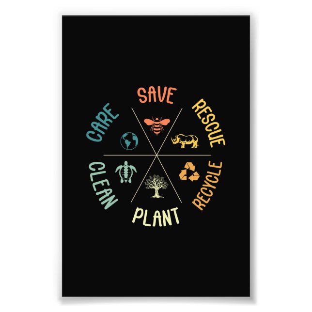 Save Bees Rescue Animals Recycle Plastic Earth Day Photo Print (Front)