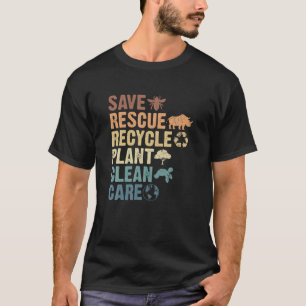 Save Bees Rescue Animals Recycle Plastic Earth Day T-Shirt