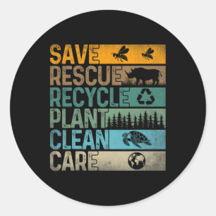 Save Bees Rescue Animals Recycle Plastics Fun Eart Classic Round Sticker