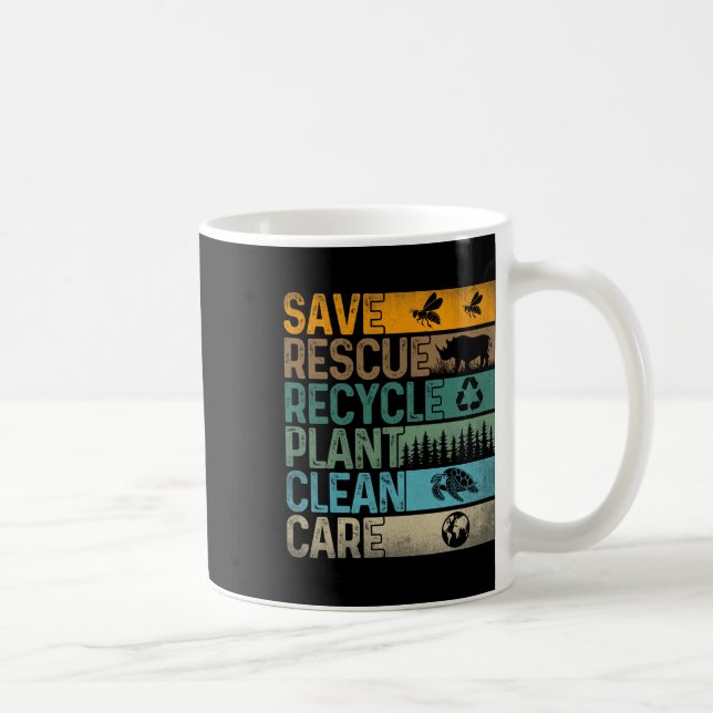 Save Bees Rescue Animals Recycle Plastics Fun Eart Coffee Mug (Right)