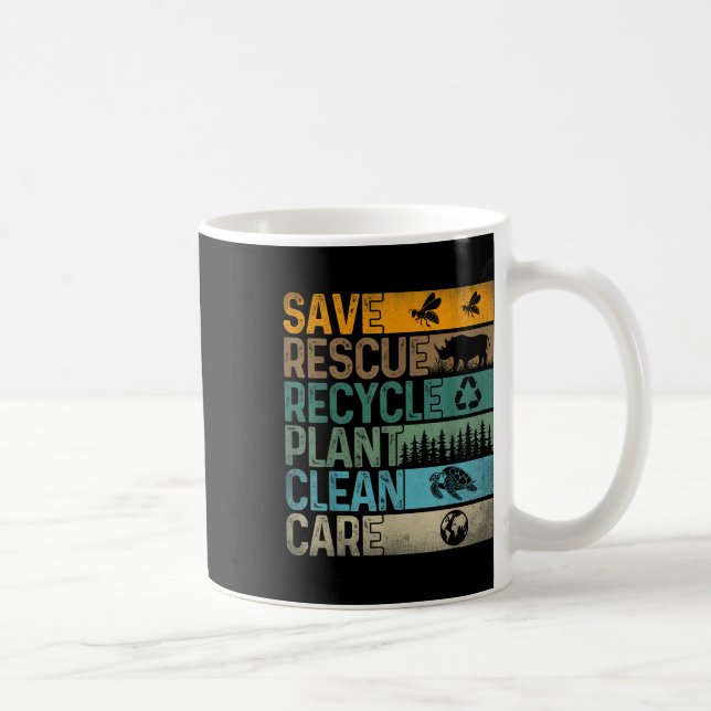 Save Bees Rescue Animals Recycle Plastics Fun Eart Coffee Mug (Right)