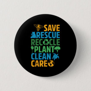 Save Bees Rescue Animals Recycle Plastict Earth Da 6 Cm Round Badge
