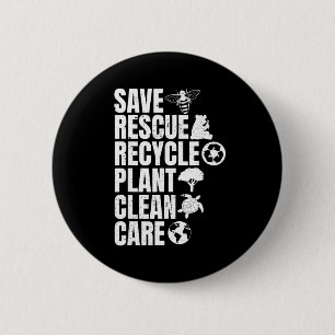Save Bees Rescue Animals Recycle Plastict Earth Da 6 Cm Round Badge