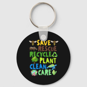 Save Bees Rescue Animals Recycle Plastict Earth Da Key Ring