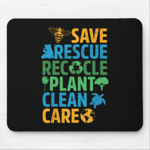 Save Bees Rescue Animals Recycle Plastict Earth Da Mouse Mat