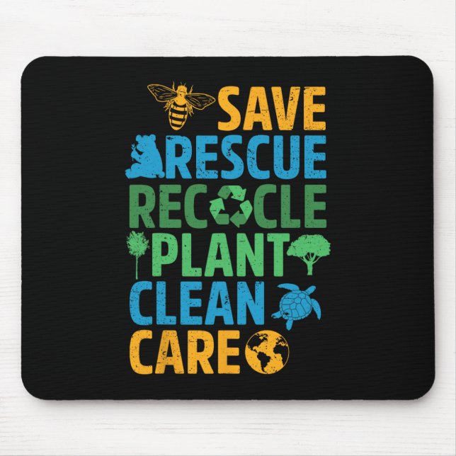 Save Bees Rescue Animals Recycle Plastict Earth Da Mouse Mat (Front)