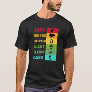 Save Bees Rescue Animals Recycle Plastict Earth Da T-Shirt