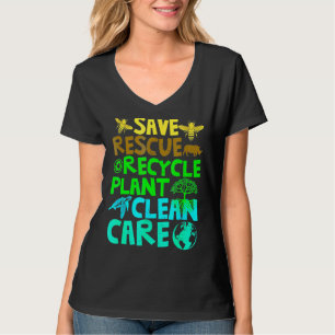 Save Bees Rescue Animals Recycle Plastict Earth Da T-Shirt