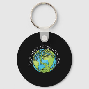 Save Bees Trees And Seas Climate Change Key Ring