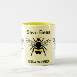 Save BEES - Wildlife Warrior - Yellow Two-Tone Coffee Mug