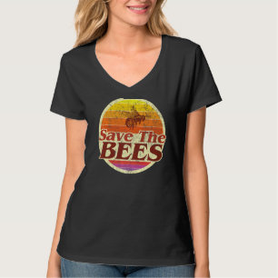 Save Bees Women Men Retro Vintage Sunset Used Look T-Shirt