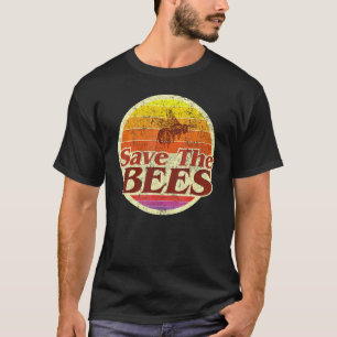 Save Bees Women Men Retro Vintage Sunset Used Look T-Shirt