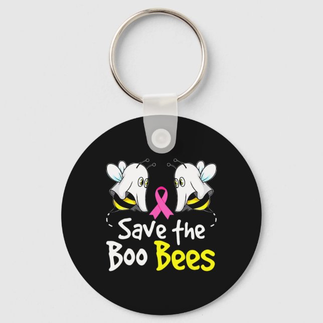 Save Boo Bees Fun Breast Cancer Awareness Hallowee Key Ring (Front)
