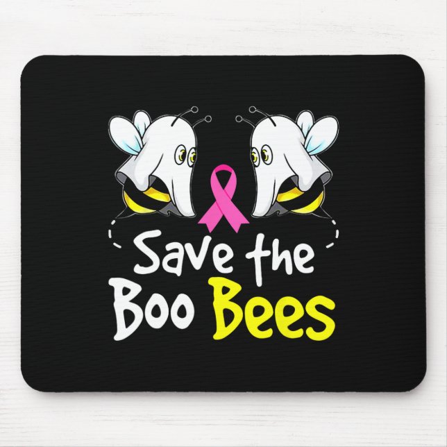 Save Boo Bees Fun Breast Cancer Awareness Hallowee Mouse Mat (Front)