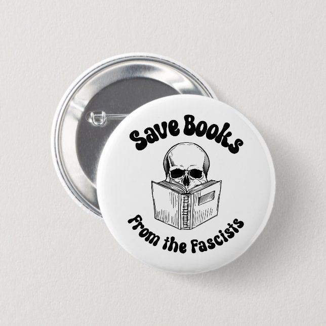 Save books from the fascists 6 cm round badge (Front & Back)