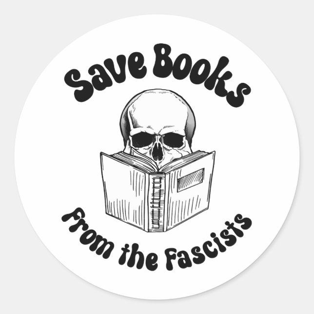 Save books from the fascists classic round sticker (Front)