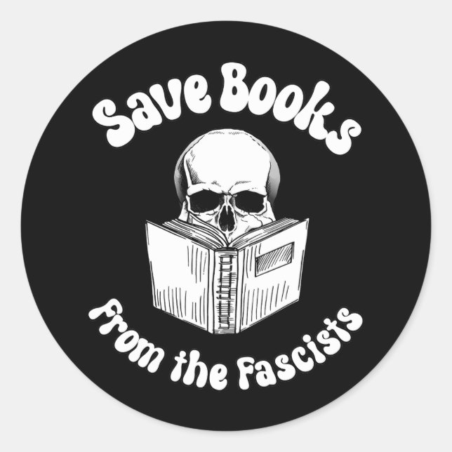 Save books from the fascists classic round sticker (Front)