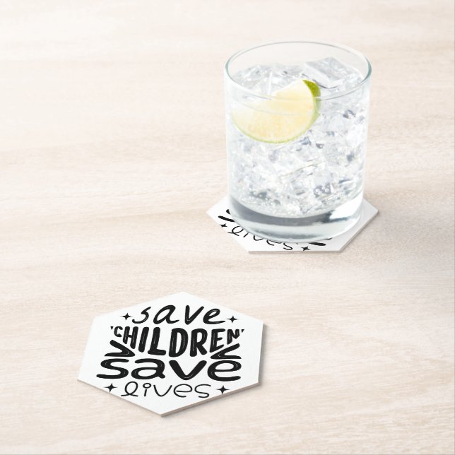 Save Children, Save Lives Paper Coaster (Insitu)