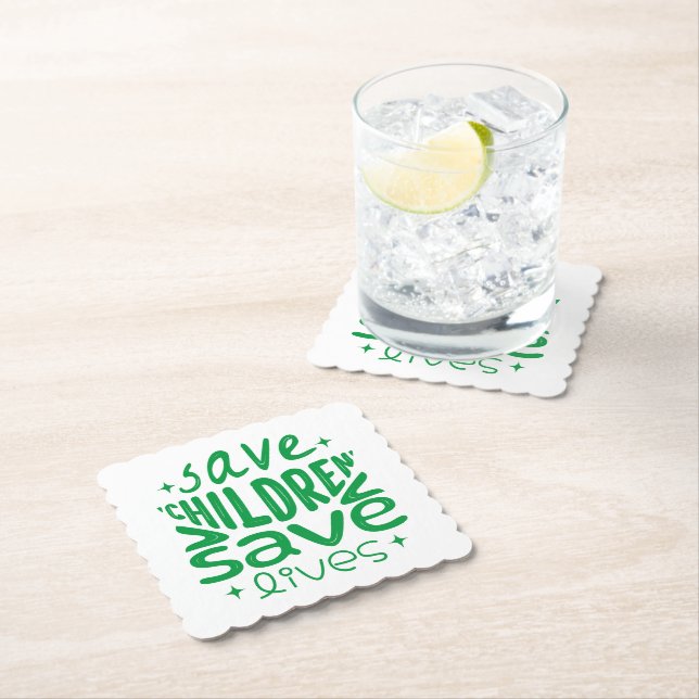 Save Children, Save Lives Paper Coaster (Insitu)