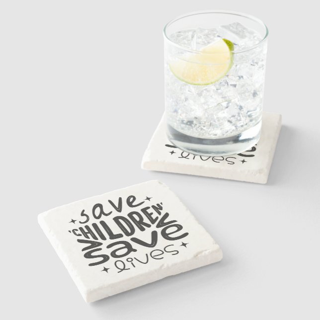 Save Children, Save Lives Stone Coaster (Side)