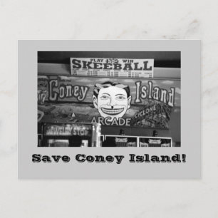 Save Coney Island! postcard (B&W)