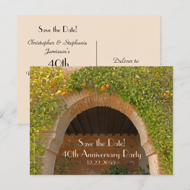 Save Date 40th Wedding Anniversary Announcement (Front/Back)