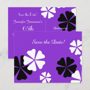 Save Date 65th Birthday Party Purple Announcement Postcard