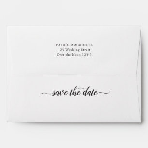 Save Date Pre Printed Return Address Chic Script Envelope