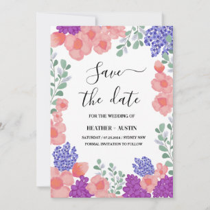 Save Date Wedding Flowers Watercolor   Invitation