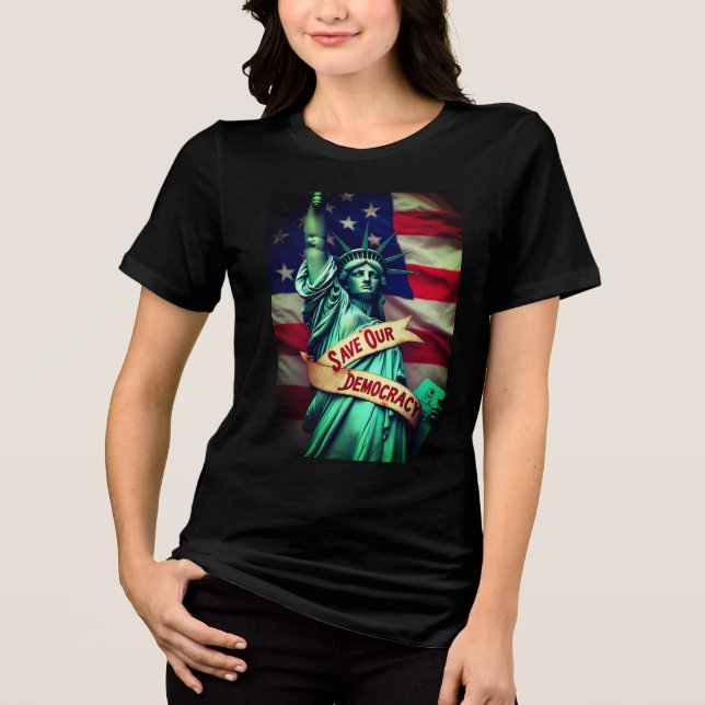 Save Democracy Impeach Trump  Tri-Blend Shirt (Front)