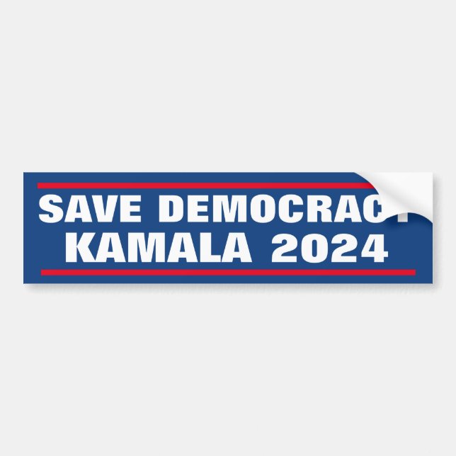 SAVE DEMOCRACY KAMALA 2024 BUMPER STICKER (Front)