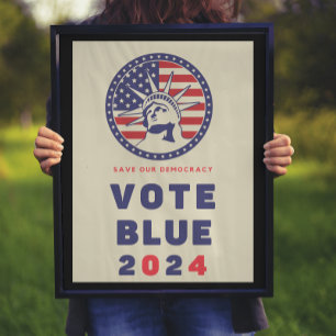 Save Democracy Vote Blue 2024 Election Poster