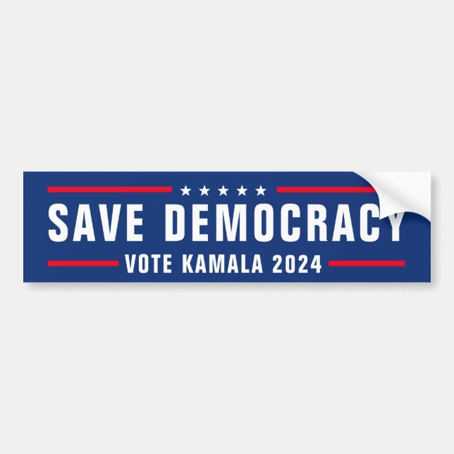 SAVE DEMOCRACY VOTE KAMALA 2024 BUMPER STICKER (Front)