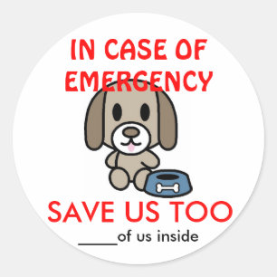 Save Dog Home Emergency Classic Round Sticker