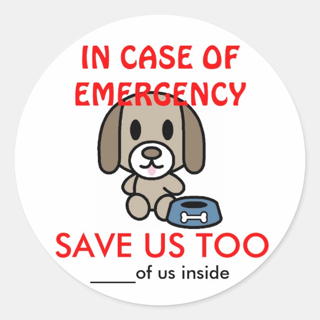 Save Dog Home Emergency Classic Round Sticker (Front)