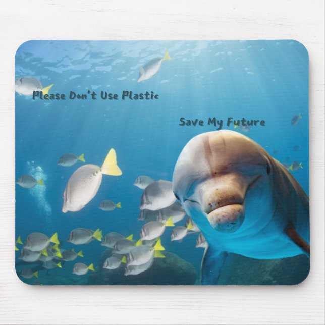 Save dolphins mouse mat, environmental message mat (Front)