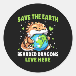 Save Earth Bearded Dragon Design - Funny Animal Ea Classic Round Sticker